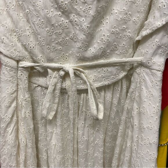 HELSA Eyelet Garden Midi Dress White Off-Shoulder ballet cotton Revolve L - Picture 9 of 11